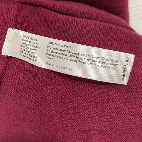 EILEEN FISHER 100% Merino Wool Burgundy Sleeveless Shell Top Size M - Picture 5 of 5